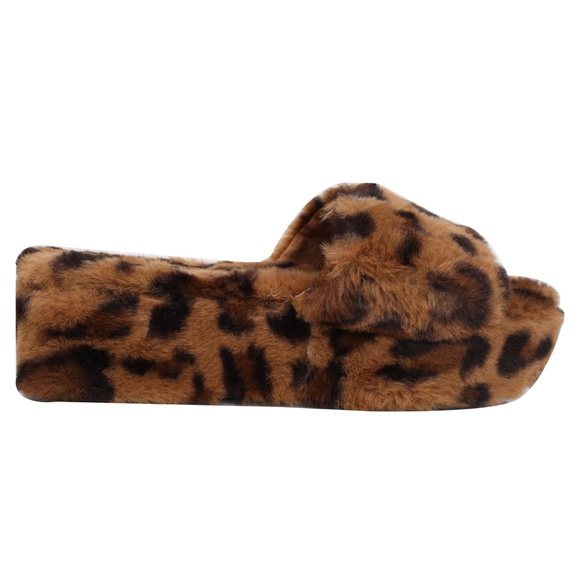 Leopard Furry Platform Wedge - Picture 4 of 6